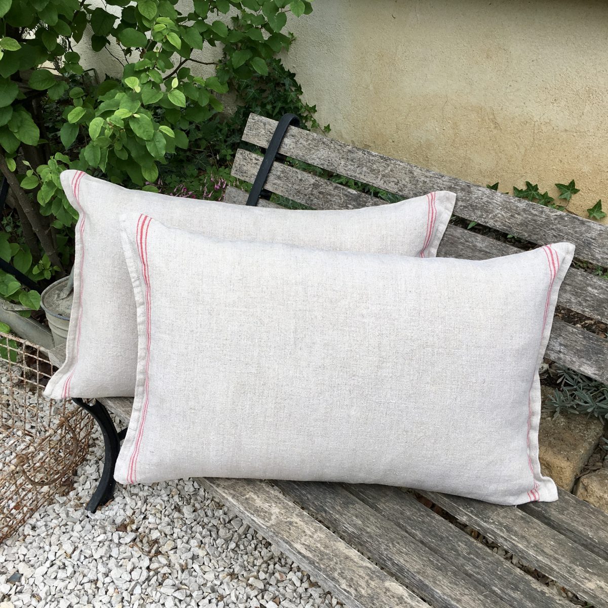 Coussin Lin Ancien Rayures Rouges L Atelier De Florence