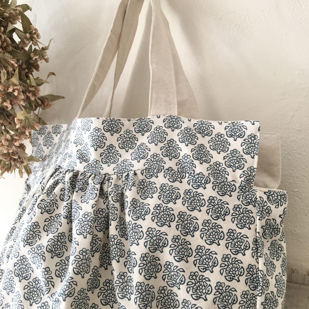 Tissu Métis/coton Fleuri - 2,80m X 1,55m, Motif Floral Bleu, Pour Rideaux, Sièges, Créatif